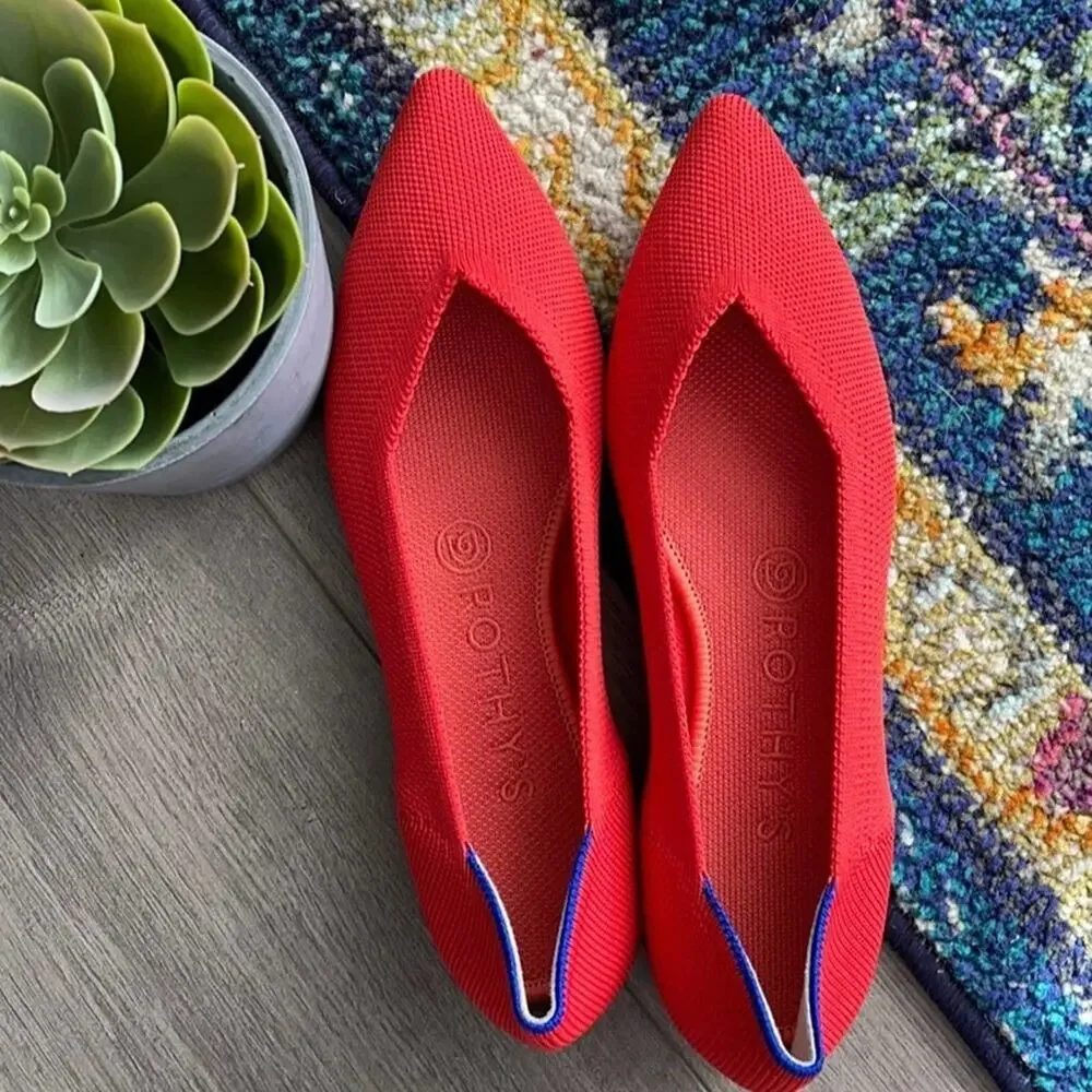 Rothys the point flame red size 9 woman’s flat sh…